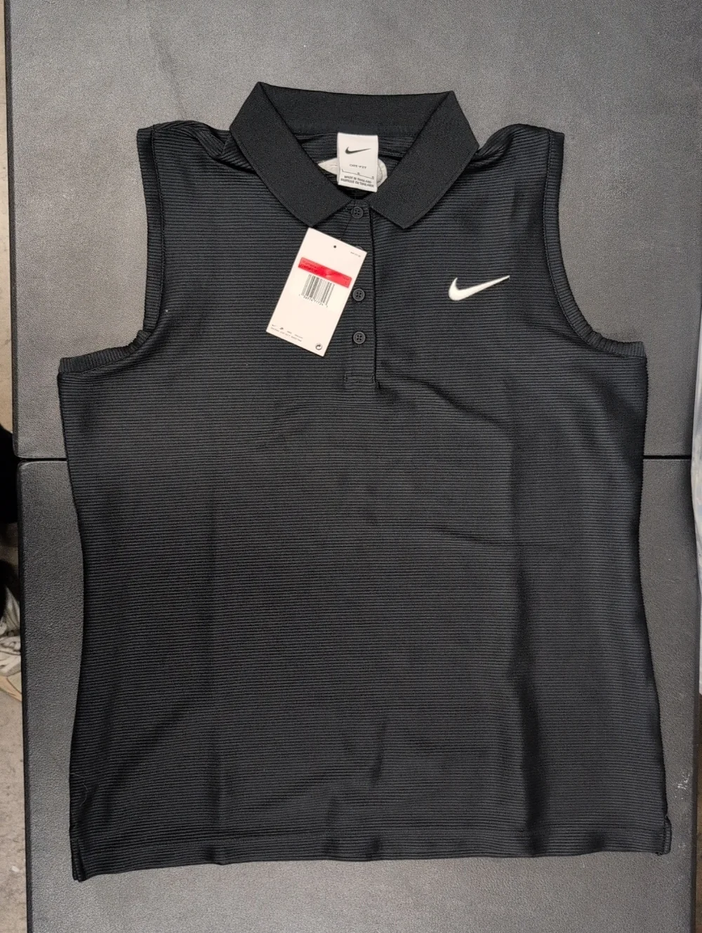 Nike Women's Black Sleeveless Dri Fit Polo Golf Shirt Size Large